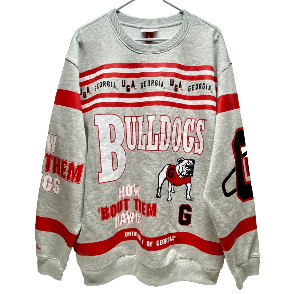Georgia Bulldogs NCAA Sweatshirt Large UGA Dawgs College LS Mitchell & Ness NWT